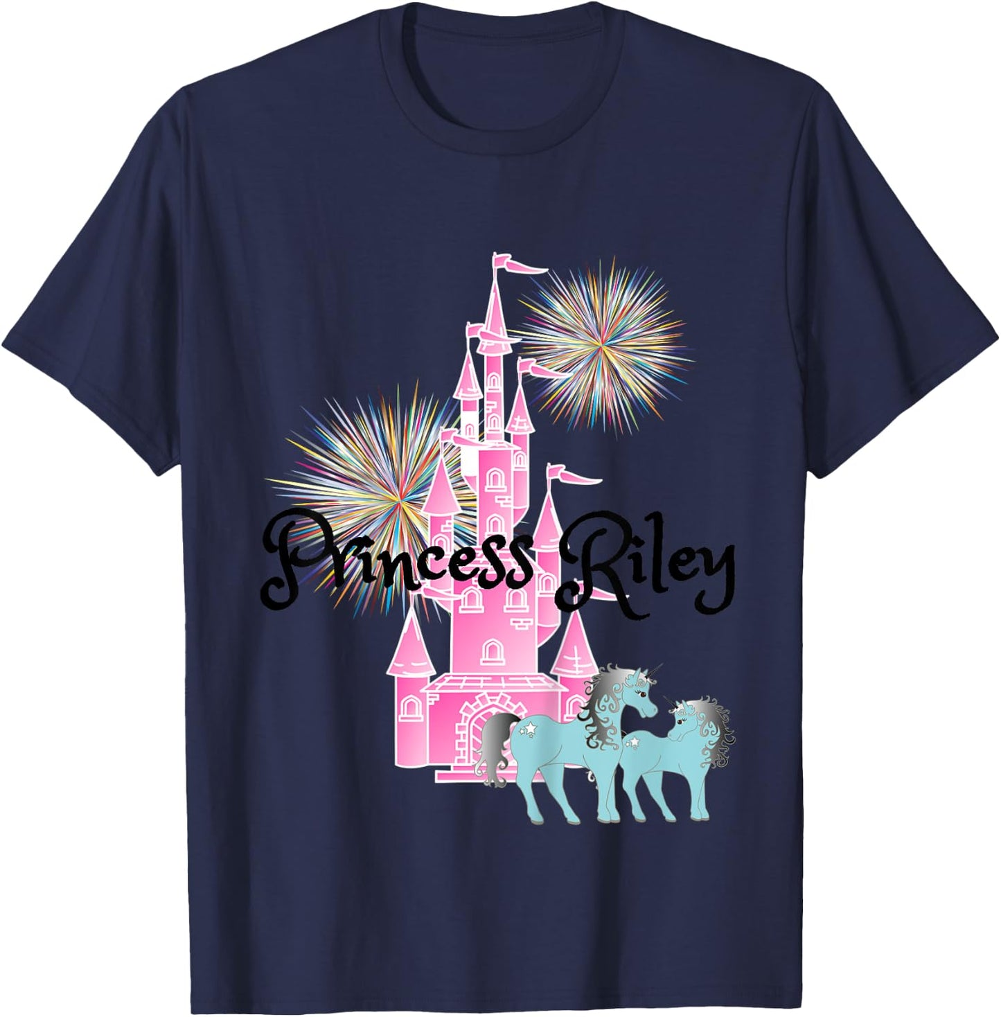 Kids Princess Riley Name Girls Personalized Custom T-Shirt - T-Shirt | Navy