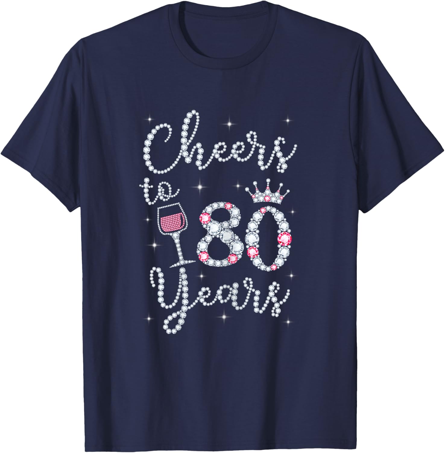 Cheers to 80 Years 1939 80th Birthday Gift T-Shirt - T-Shirt | Navy