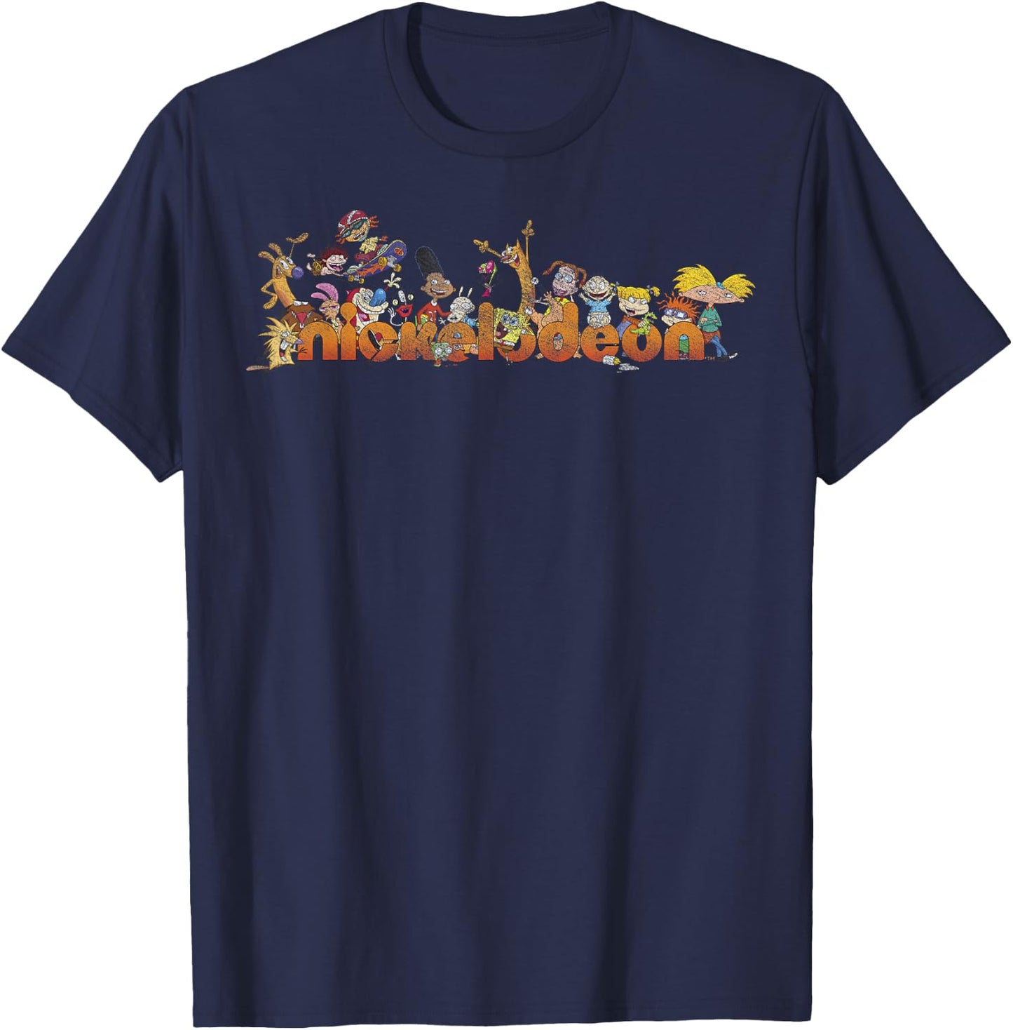 Nickelodeon Vintage 90's Characters Smiling Logo T-Shirt - T-Shirt | Navy