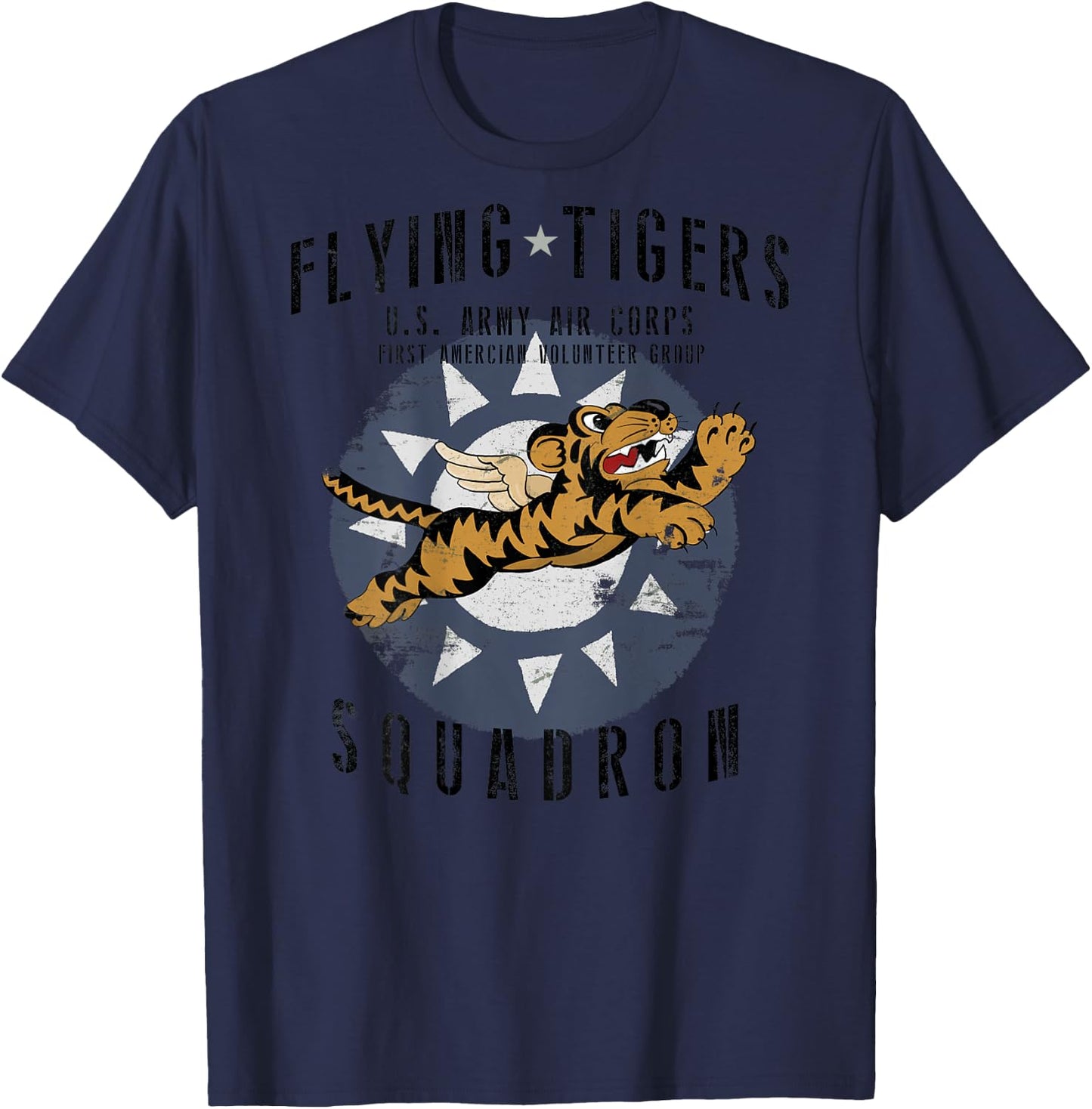 Flying Tigers Squadron WWII Vintage Insignia *BACK PRINTED* T-Shirt - T-Shirt | Navy