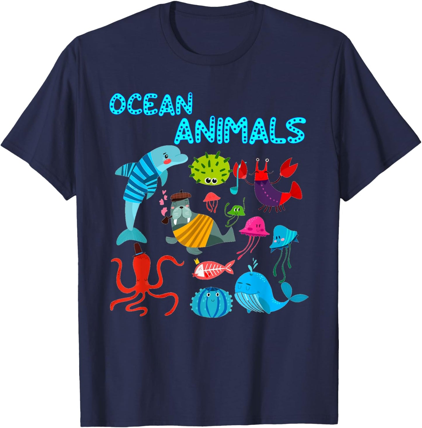 Ocean Animals Marine Creatures under the Sea T-Shirt - T-Shirt | Navy