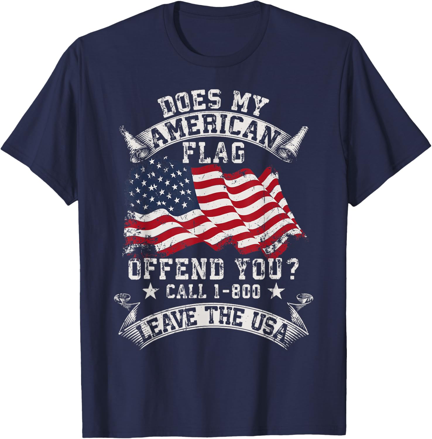 Does my American Flag offend you? Men T-Shirt - T-Shirt | Navy