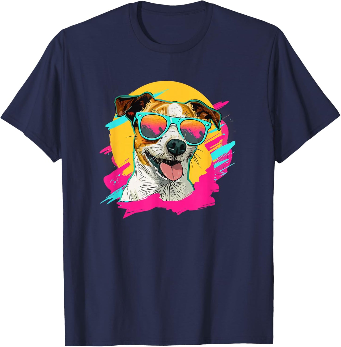 Retro Vintage 80s 90s Jack Russell Terrier Lover T-Shirt - T-Shirt | Navy