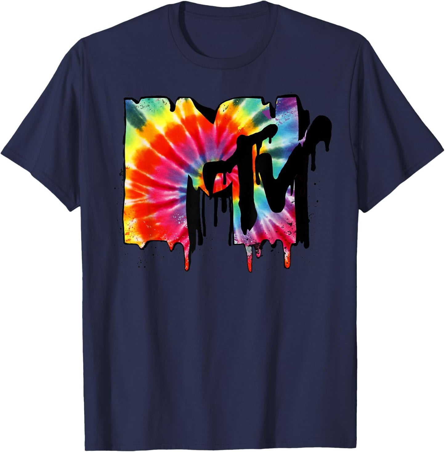 MTV Tie Dye Vibrant Melting Logo Graphic T-Shirt - T-Shirt | Navy