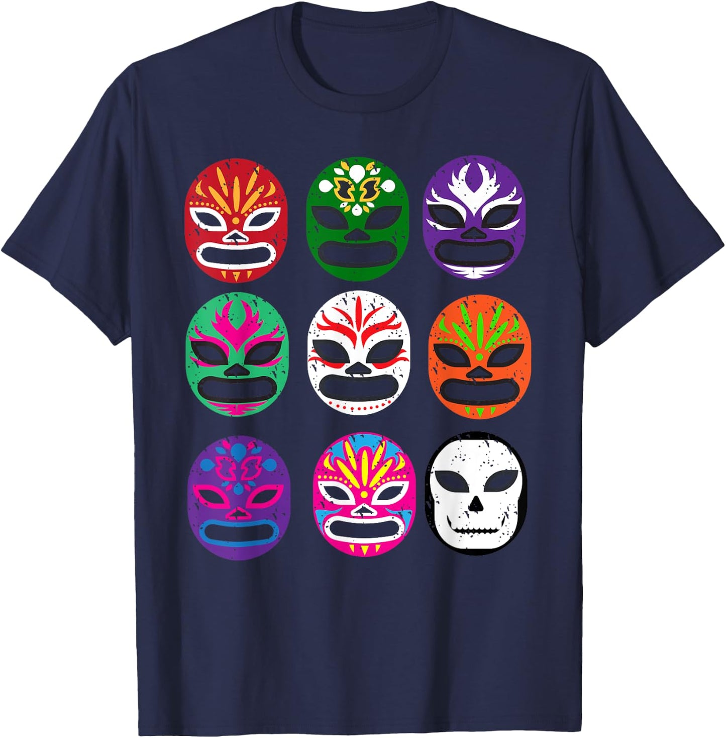 Lucha Libre Masks Shirt Mexican Wrestling Mask T Shirt T-Shirt - T-Shirt | Navy