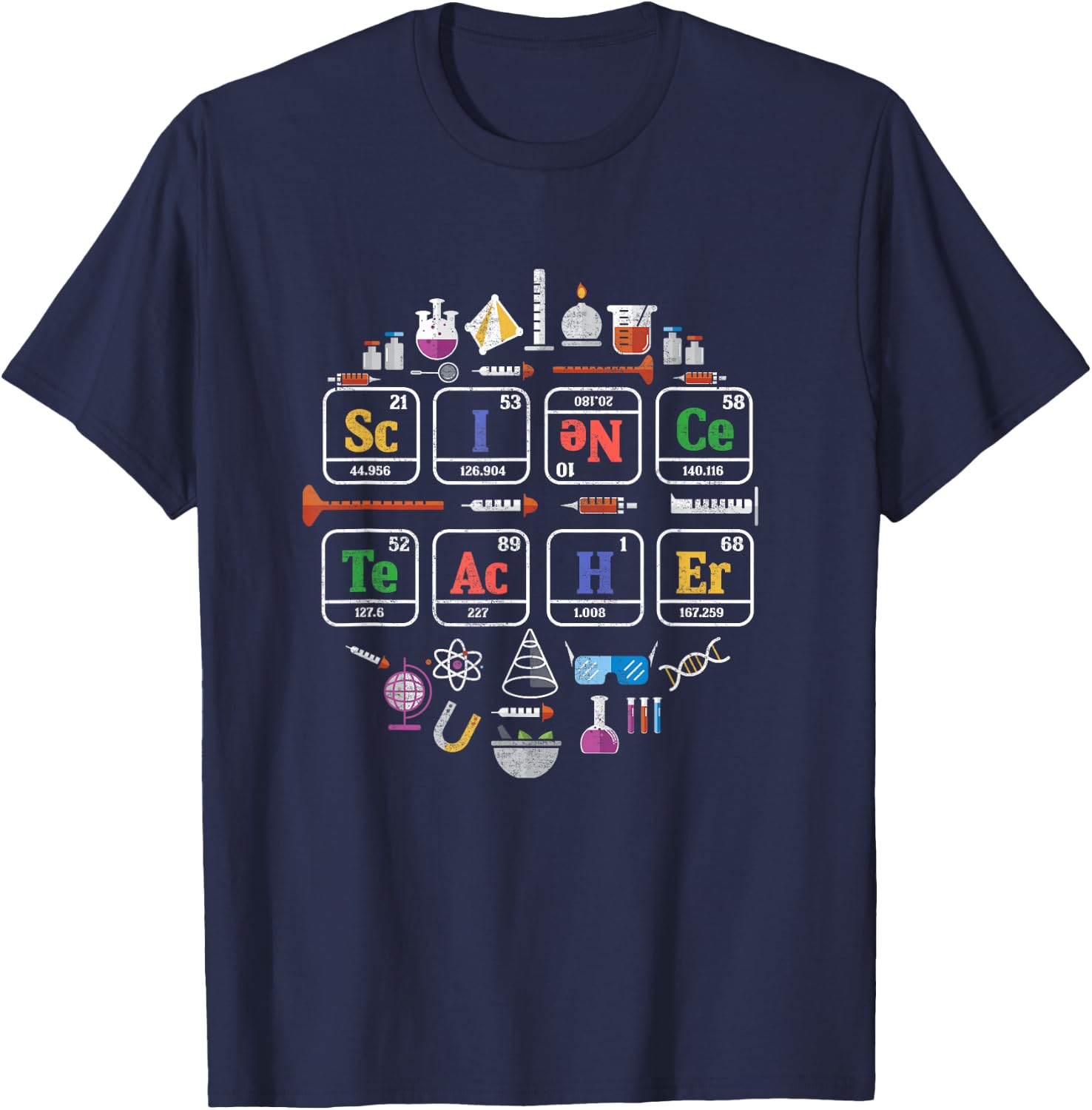 Science Teacher Periodic Table Chemistry Elements Xmas Gift T-Shirt - T-Shirt | Navy