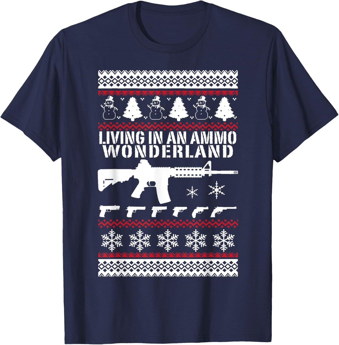 AR15 Ugly Christmas Sweater Style T Shirt Xmas 2nd Amendment T-Shirt - T-Shirt | Navy
