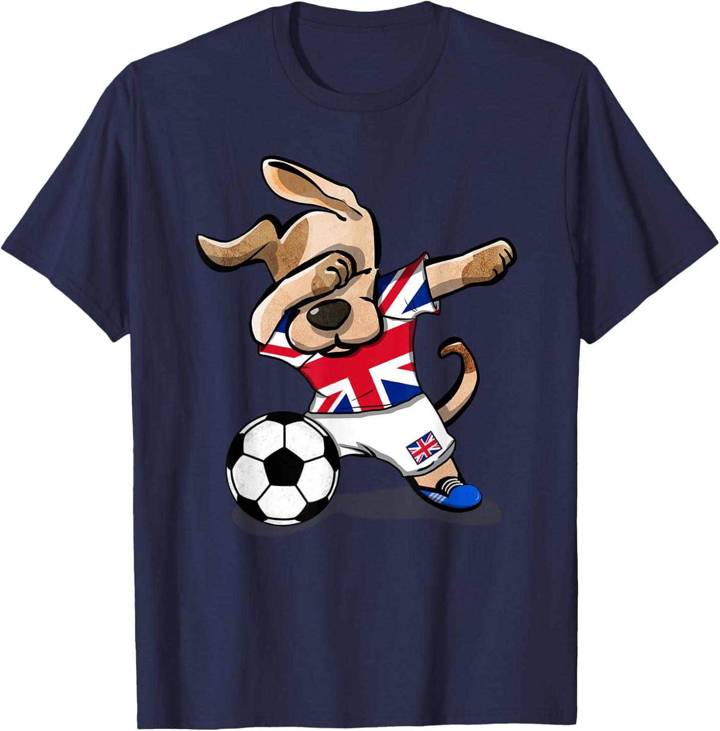 Dog Dabbing Soccer United Kingdom Jersey Shirt UK Football T-Shirt - T-Shirt | Navy