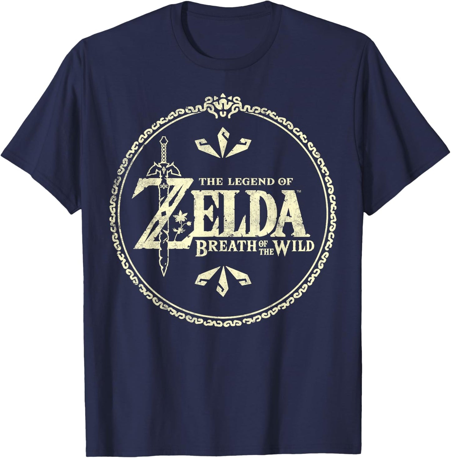 Nintendo Zelda Breath of the Wild Fancy Logo Graphic T-Shirt - T-Shirt | Navy