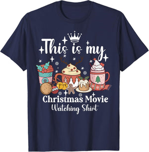 Festive Holiday This Is My Christmas Movie Watching T-Shirt - T-Shirt | Navy