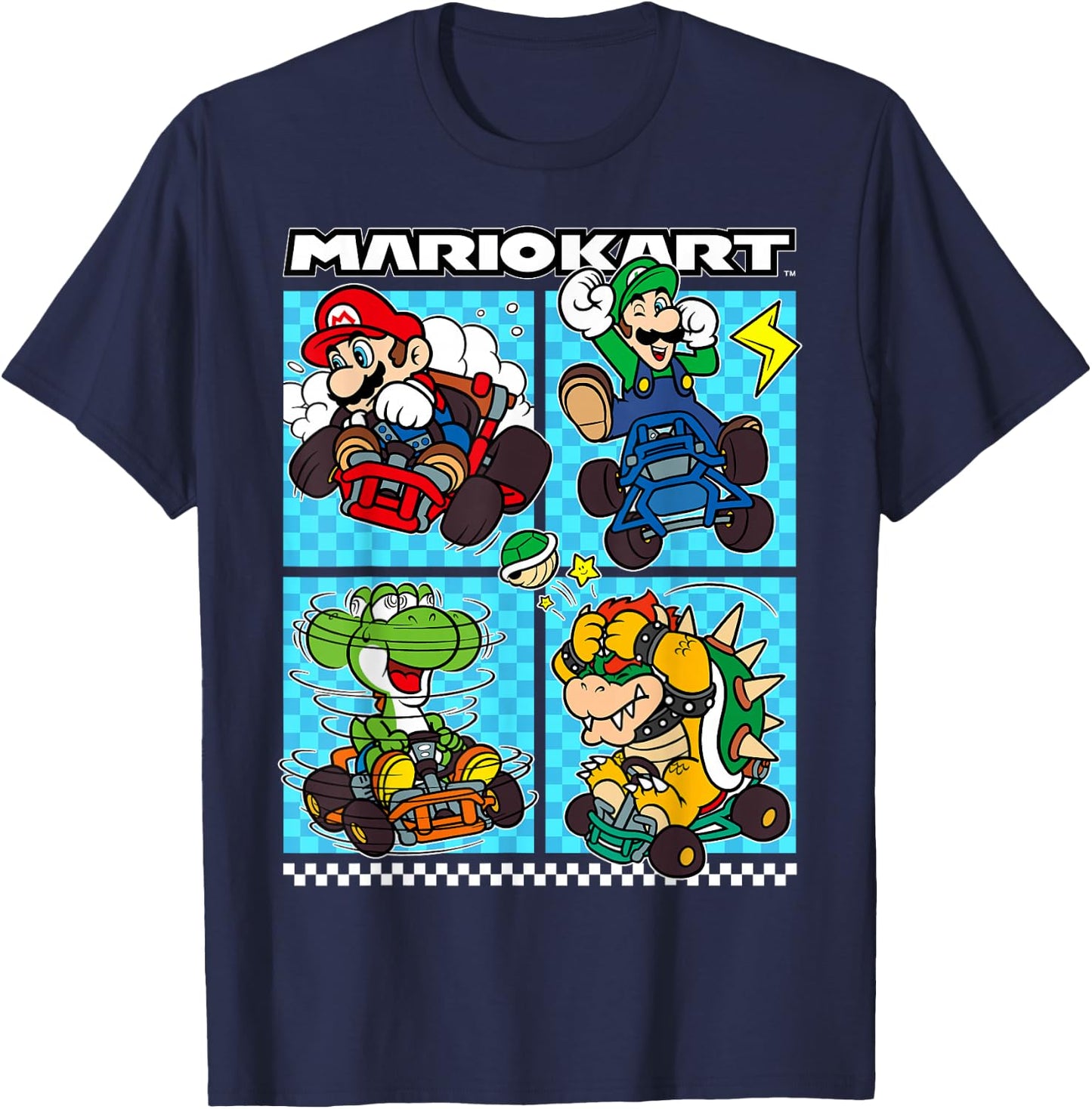 Mario Kart Group Graphic - Classic Fit, , Black, Adult T-Shirt - T-Shirt | Navy