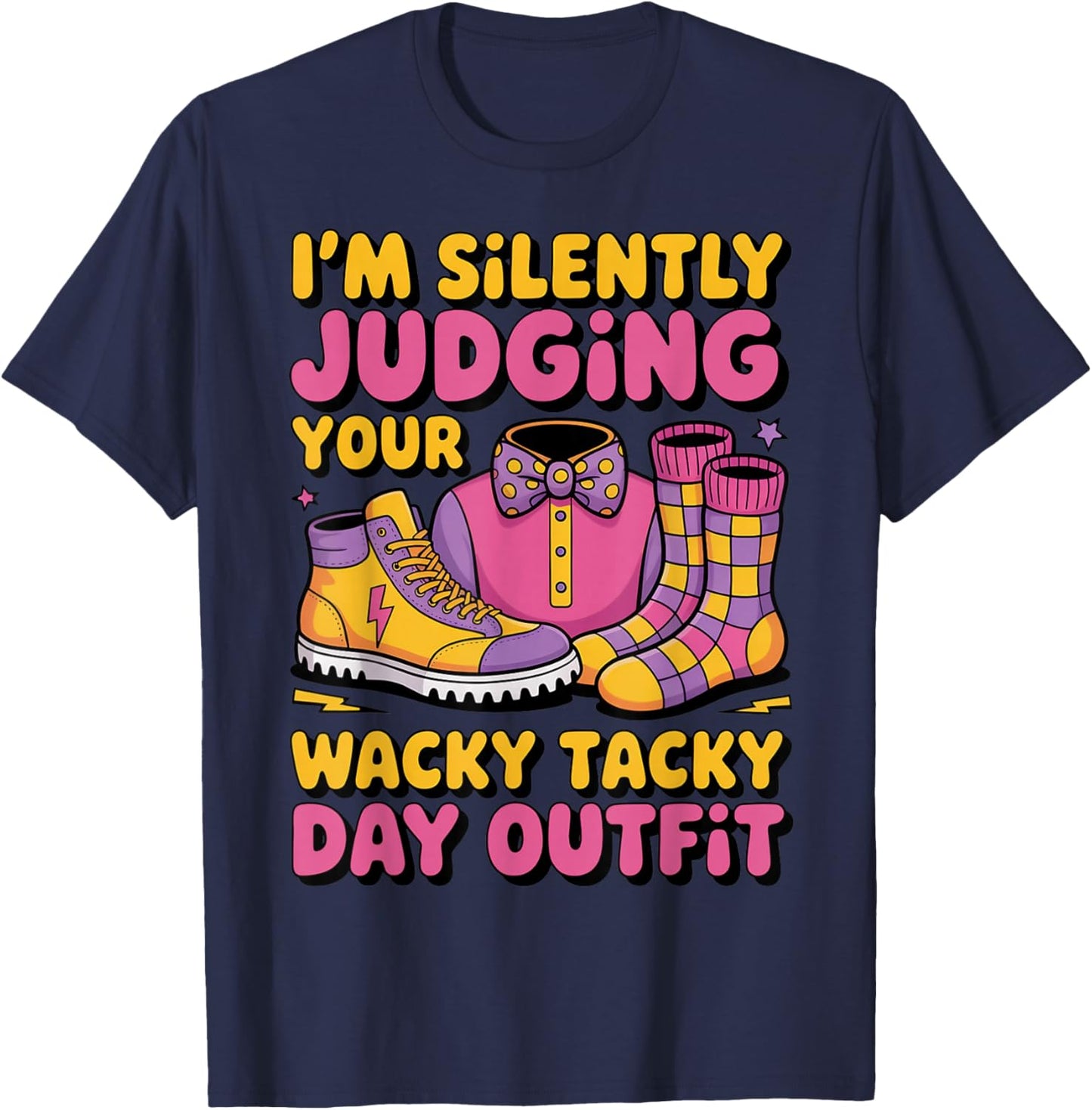 I'm Silently Judging Summer Wacky Mismatch Day Tacky Day T-Shirt - T-Shirt | Navy