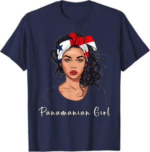 Panamanian Girl Flag Souvenirs Products Panama T-Shirt - T-Shirt | Navy