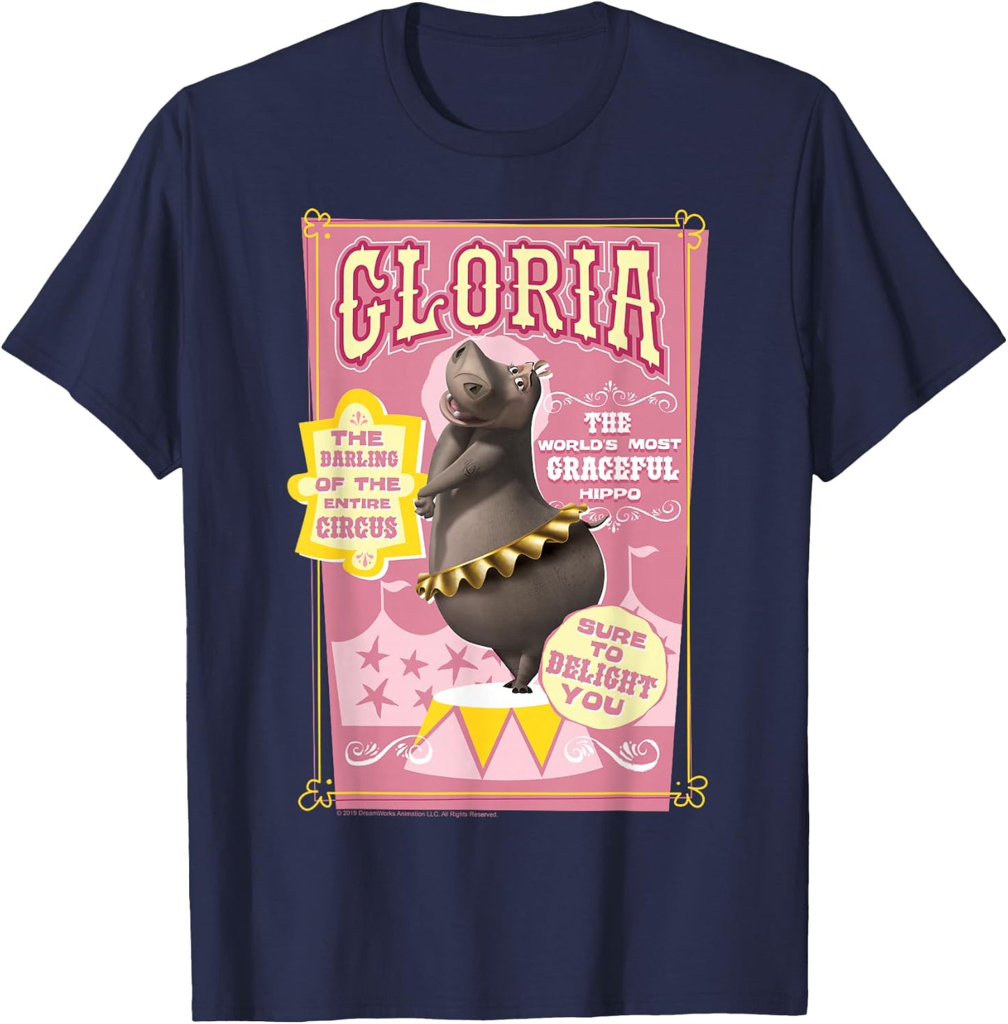 Madagascar Gloria Circus , Men's Black Small Classic Fit Short Sleeve T-Shirt - T-Shirt | Navy