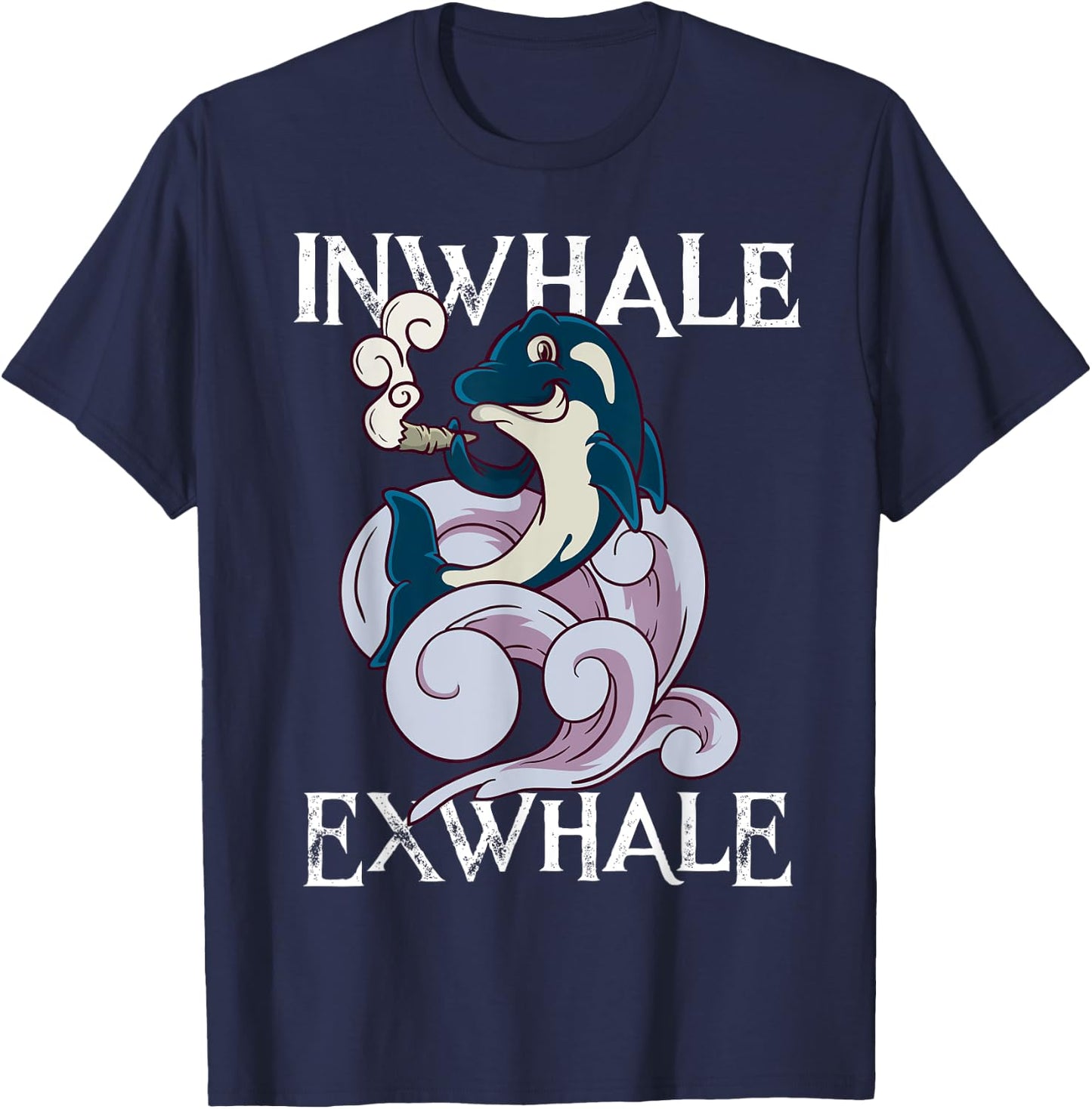 420 Day T Shirt Killer Whale Orca Shark Smoking Weed Gift T-Shirt - T-Shirt | Navy