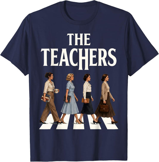 Retro Teacher Rock Music Lover The Teachers Funny Educator T-Shirt - T-Shirt | Navy