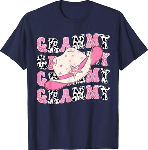 Grammy Pink Rodeo CowGirl Western Retro Groovy T-Shirt - T-Shirt | Navy