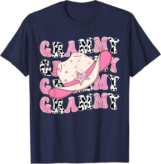 Grammy Pink Rodeo CowGirl Western Retro Groovy T-Shirt - T-Shirt | Navy