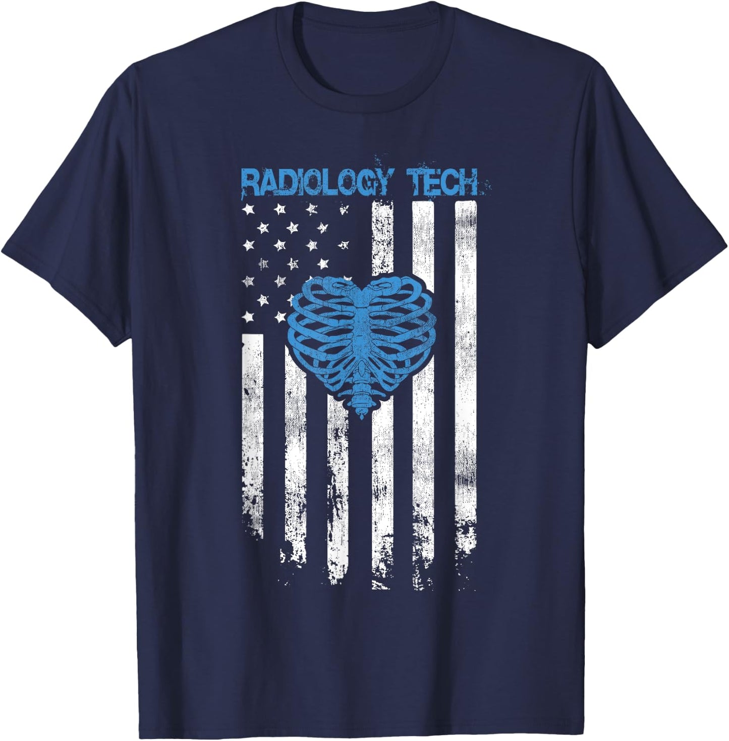 RADIOLOGY TECH - American Flag Ribs Heart Design T-Shirt - T-Shirt | Navy