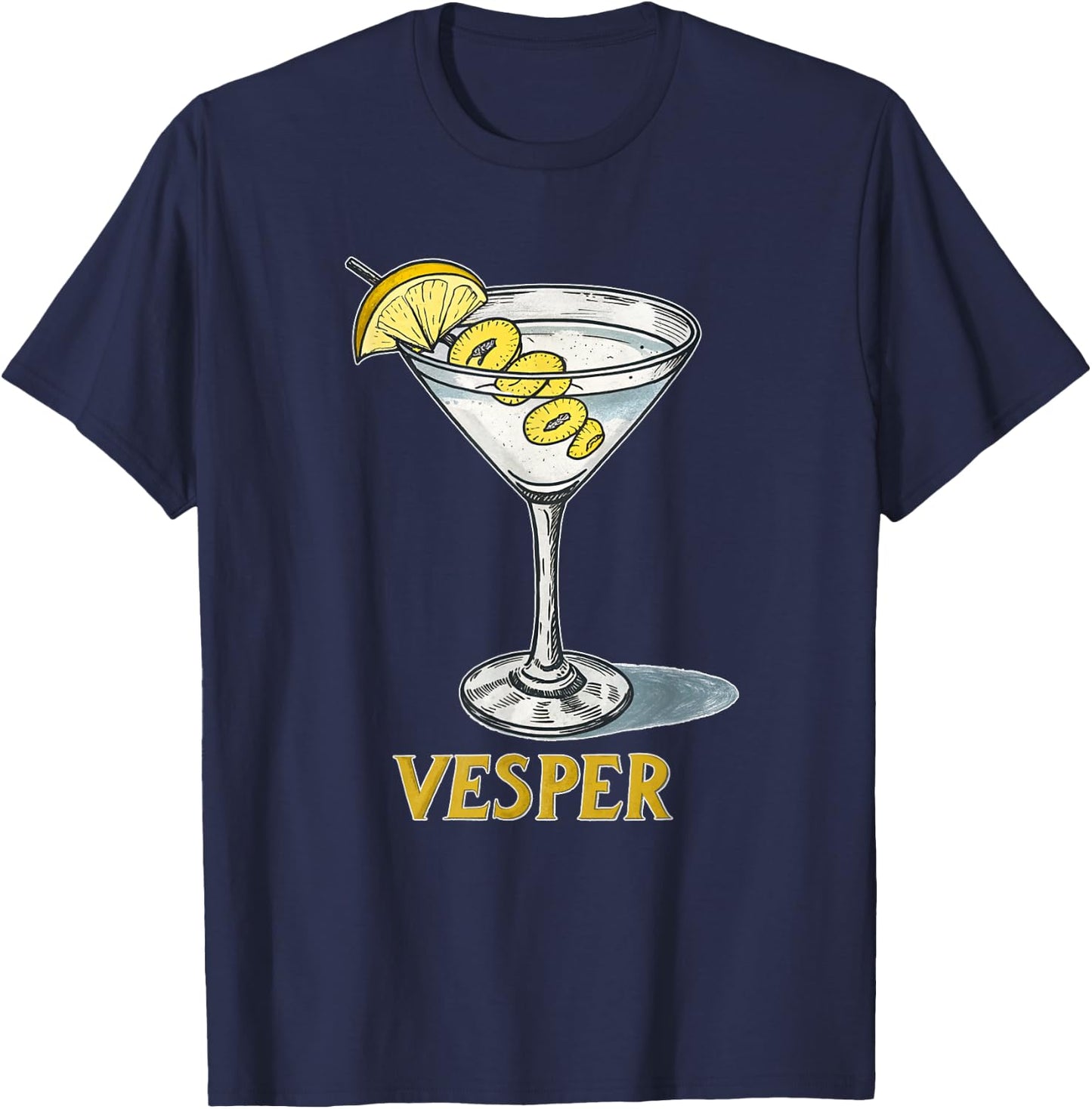 Classic Vesper Martini Graphic Vintage Style T-Shirt - T-Shirt | Navy