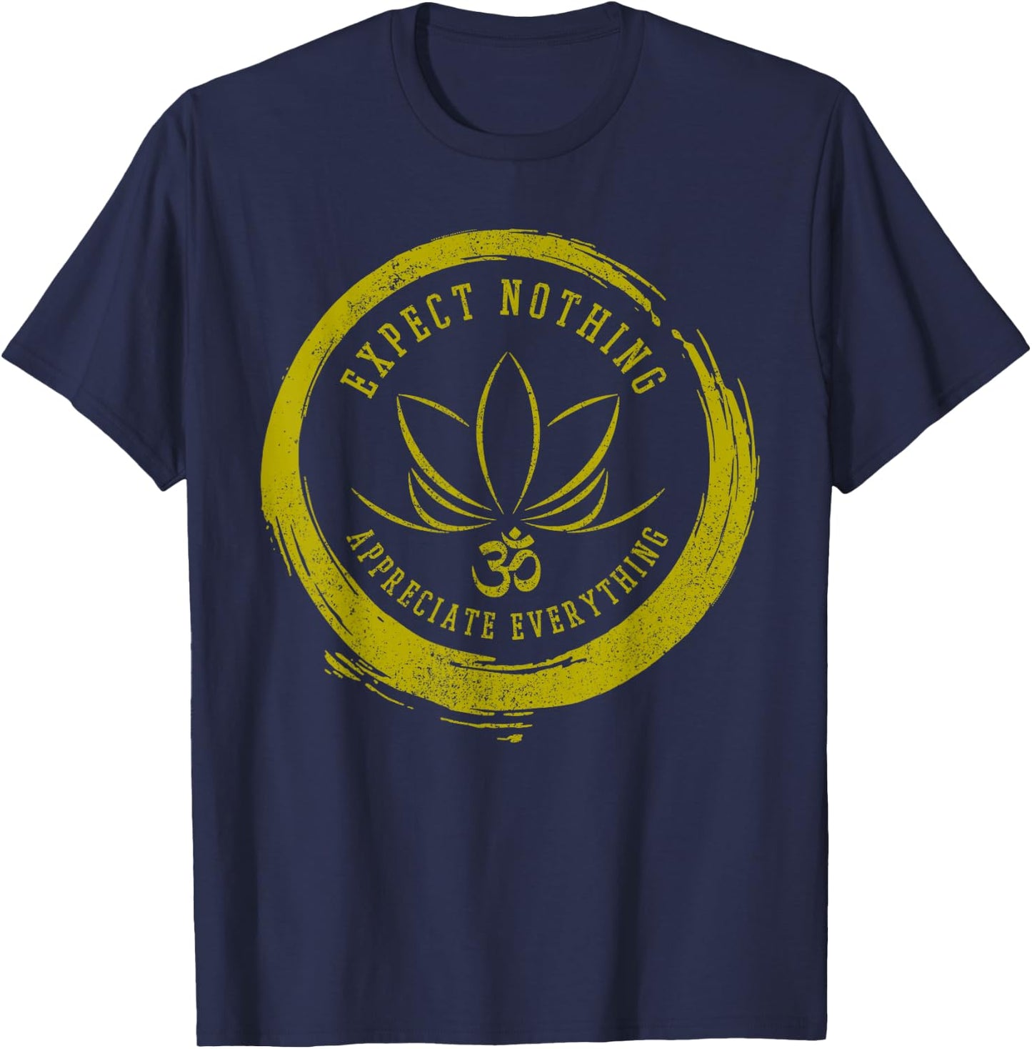 Buddhism Saying Lotus Flower Om Symbol Yoga Gift T-Shirt - T-Shirt | Navy