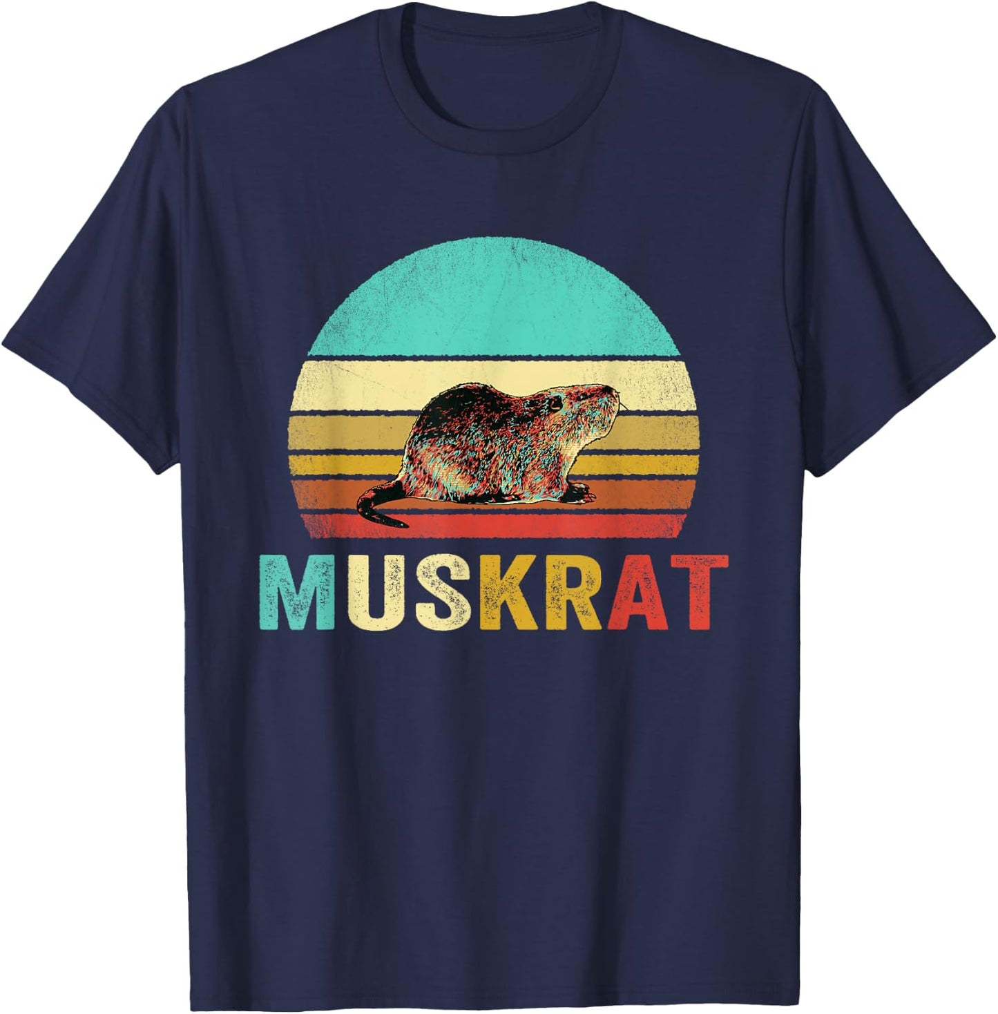 Vintage Muskrat Shirt Sunset T-Shirt - T-Shirt | Navy