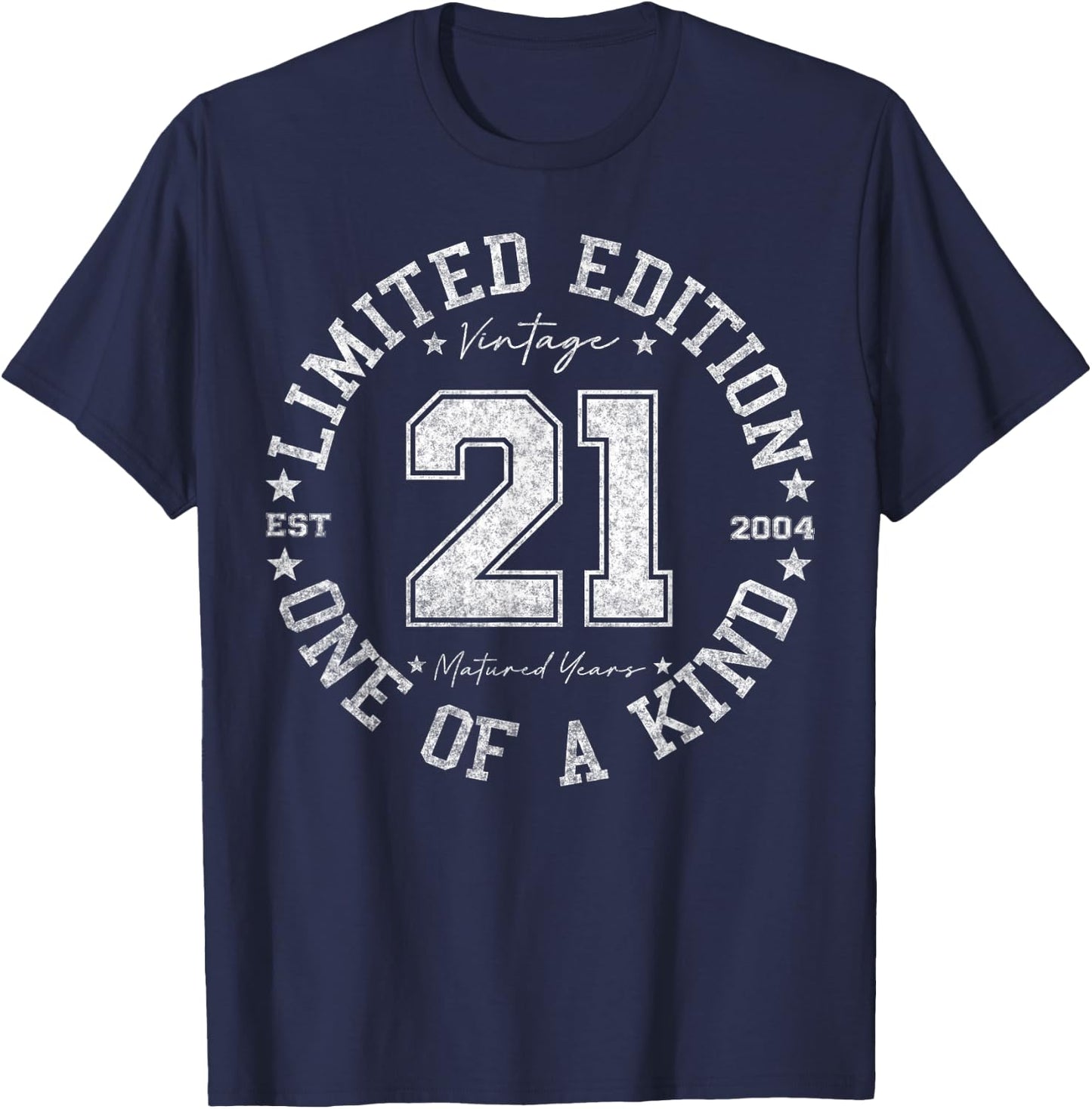 Retro One Of a Kind Shirts Women 2025 21 Year Old Gifts Vintage 2004 Limited Edition -Adults Black Small Classic Fit Short Sleeve Number Letter Print 21st Birthday Gift T-Shirt - T-Shirt | Navy