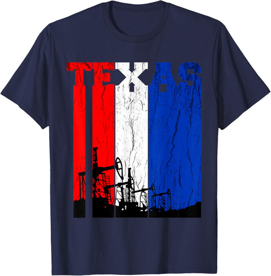 Texas Oilfield Oil Field Rig Worker Distressed T Shirt T-Shirt - T-Shirt | Navy