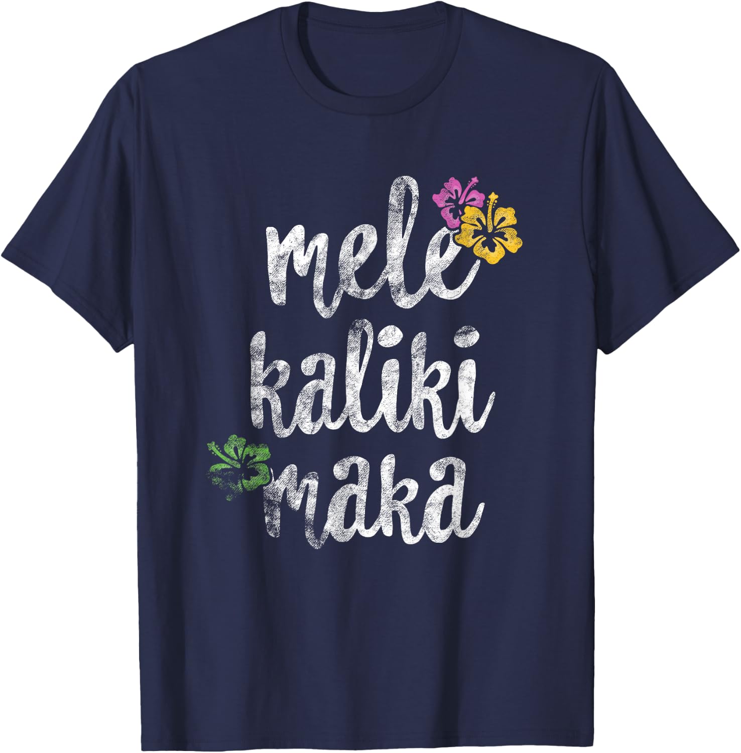 Vintage Mele Kalikimaka Hawaiian Christmas Xmas Hawaii T-Shirt - T-Shirt | Navy