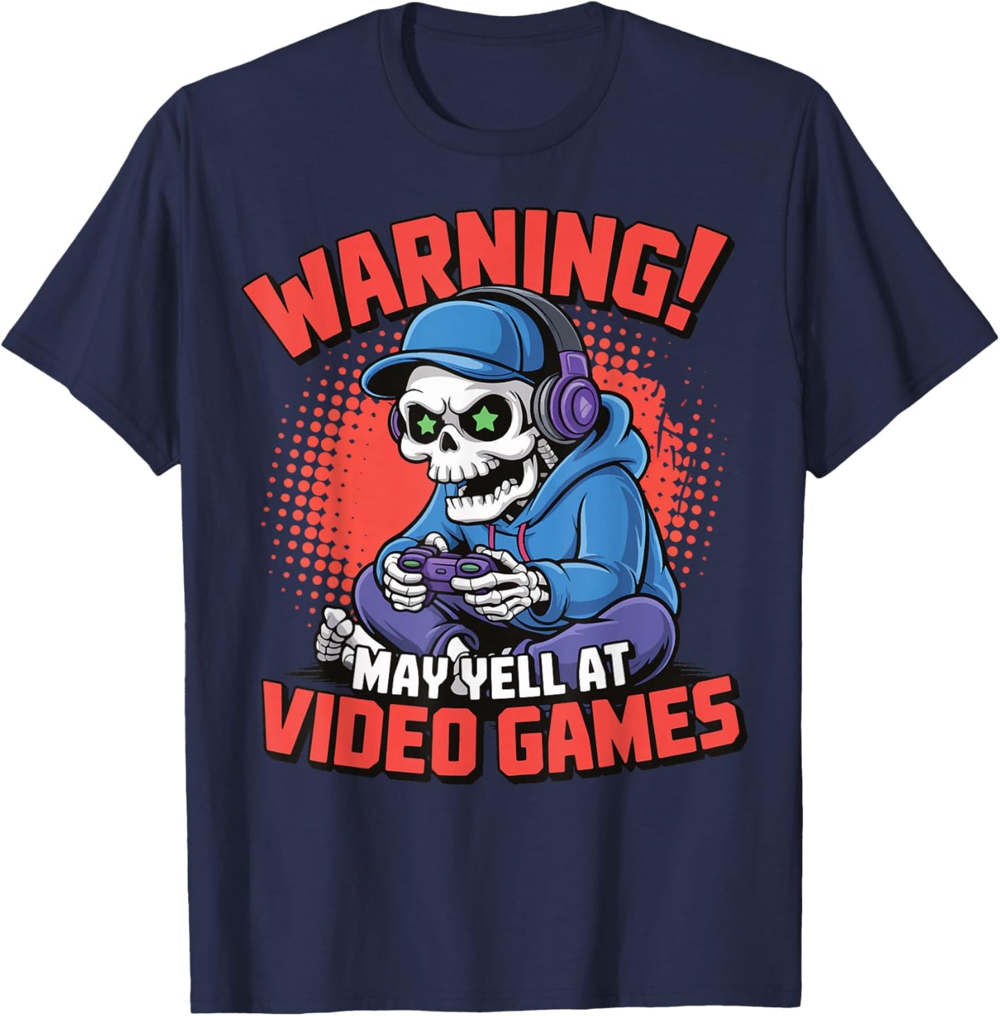 Gamer Skeleton Gaming Video Games T-Shirt - T-Shirt | Navy