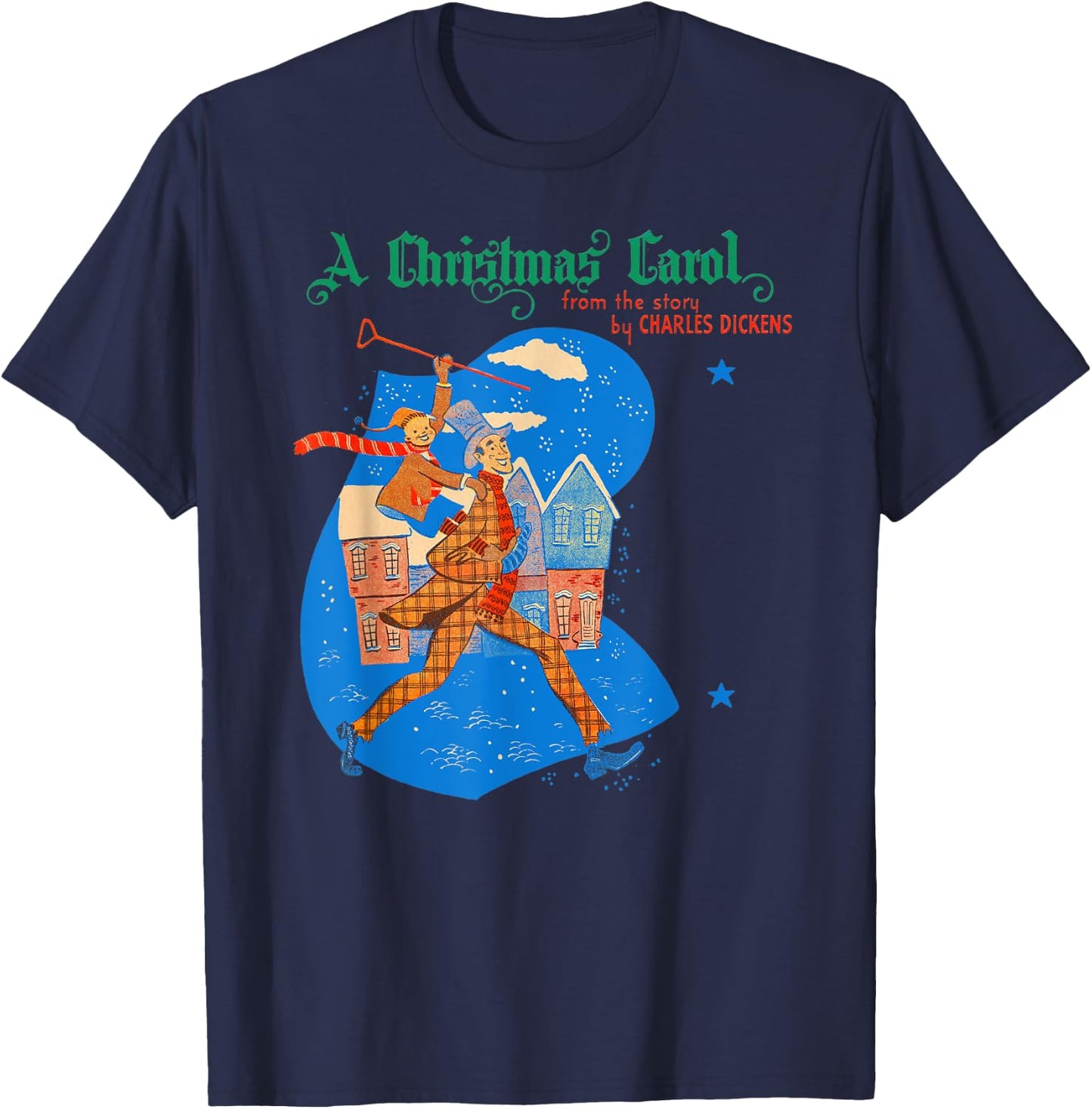 Merry Christmas Ebenezer Scrooge Tiny Tim Christmas Carol T-Shirt - T-Shirt | Navy