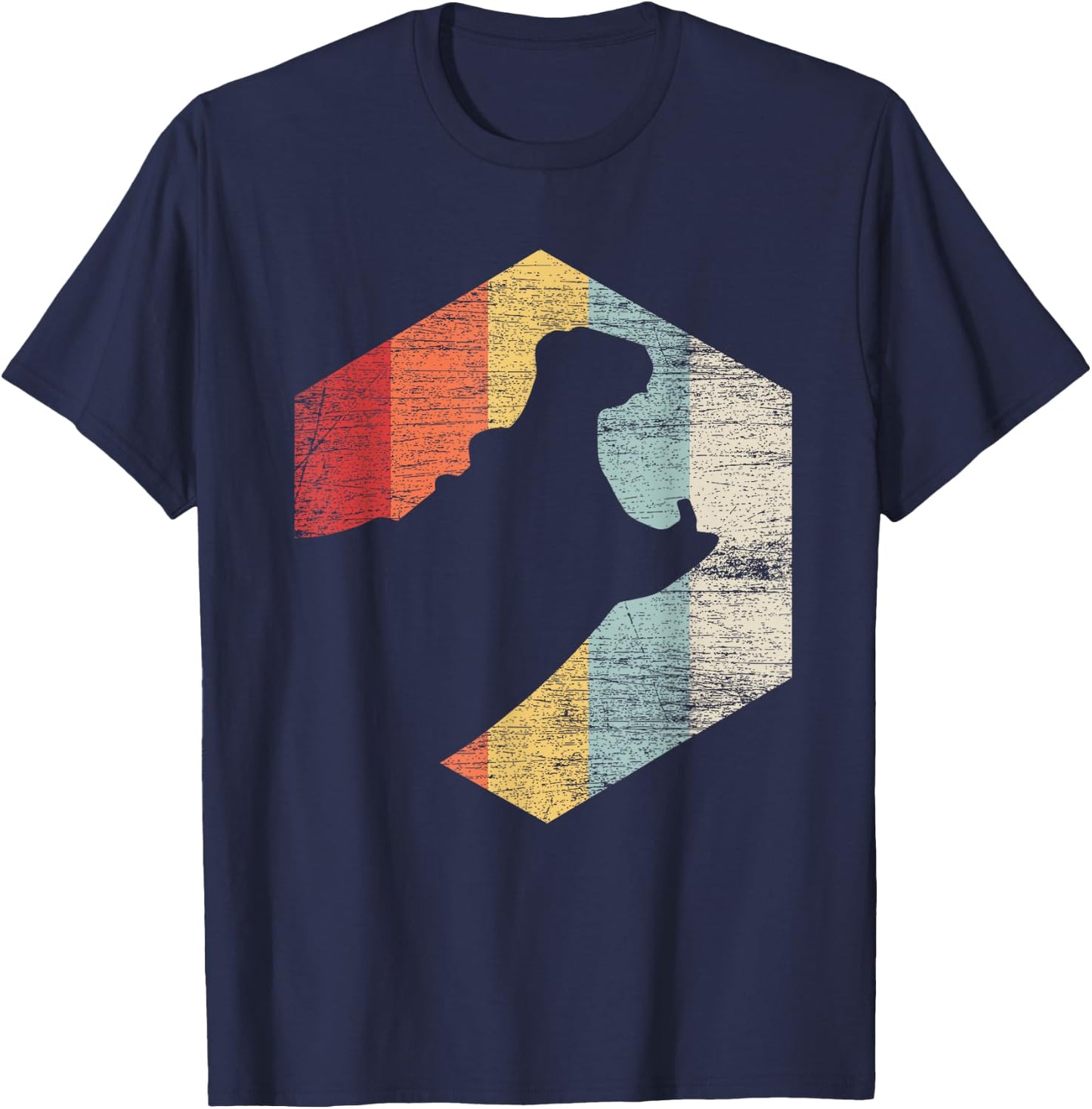 Retro Hippo - Black, Small, Classic Fit, Short Sleeve, Cotton 60% Polyester 40%, Adult, All Seasons, Animal Lovers, Hippo Enthusiasts, Birthday Gift T-Shirt - T-Shirt | Navy