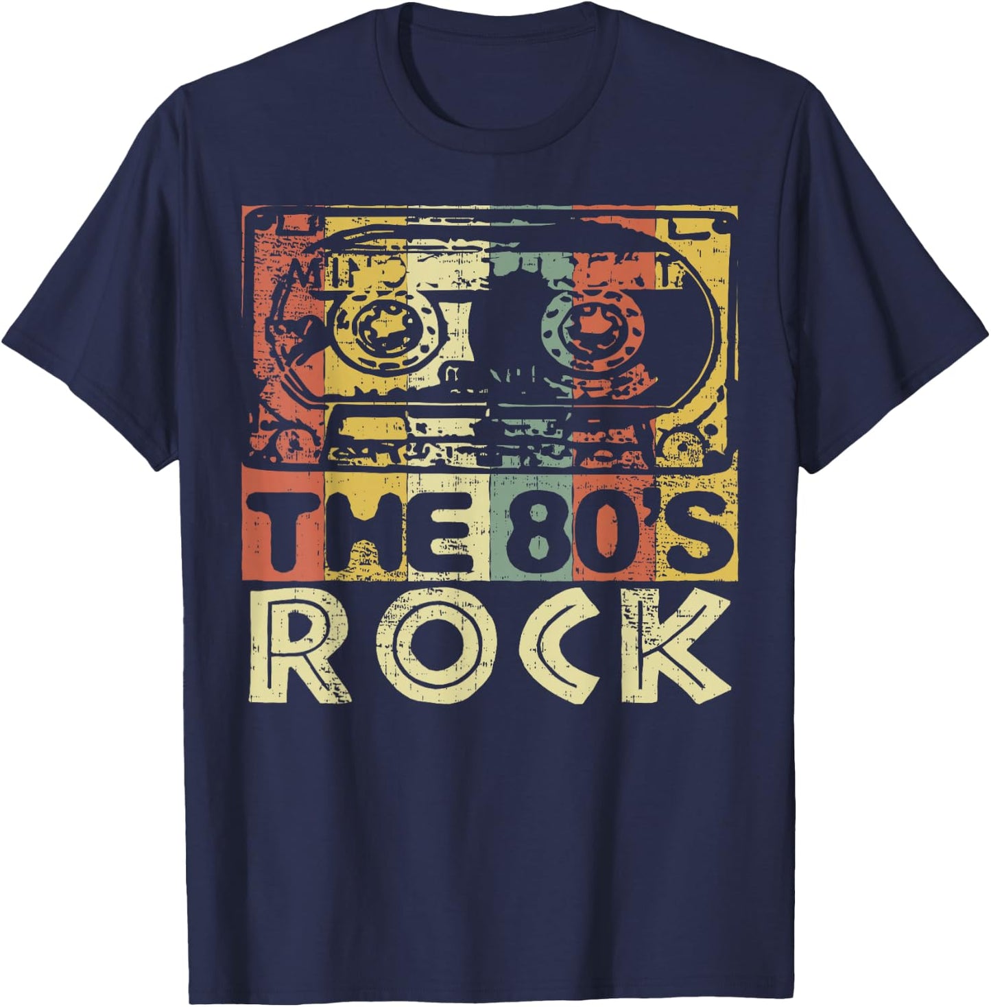 The 1980s Rock! Fun Gift Tape Cassette Design T-Shirt - T-Shirt | Navy