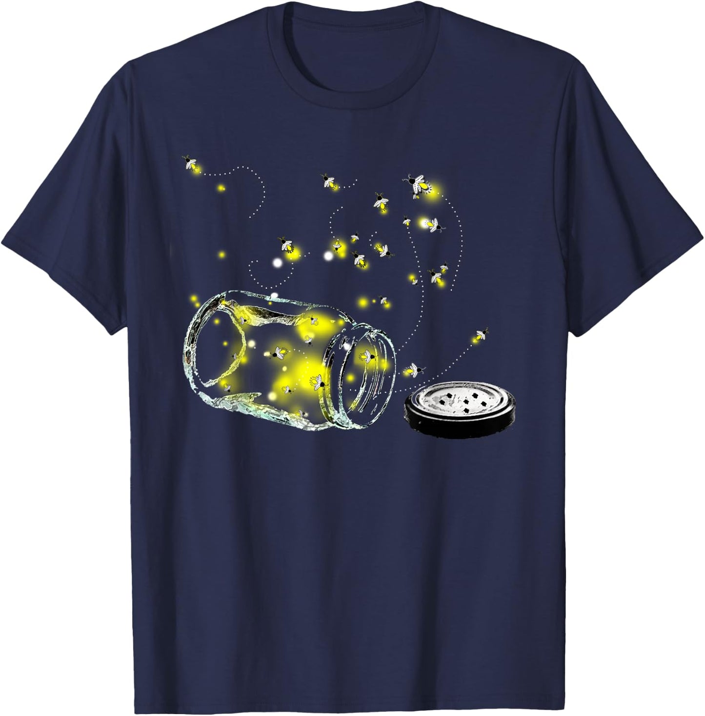 Fireflies Escaping The Mason Jar Trendy T-Shirt - T-Shirt | Navy