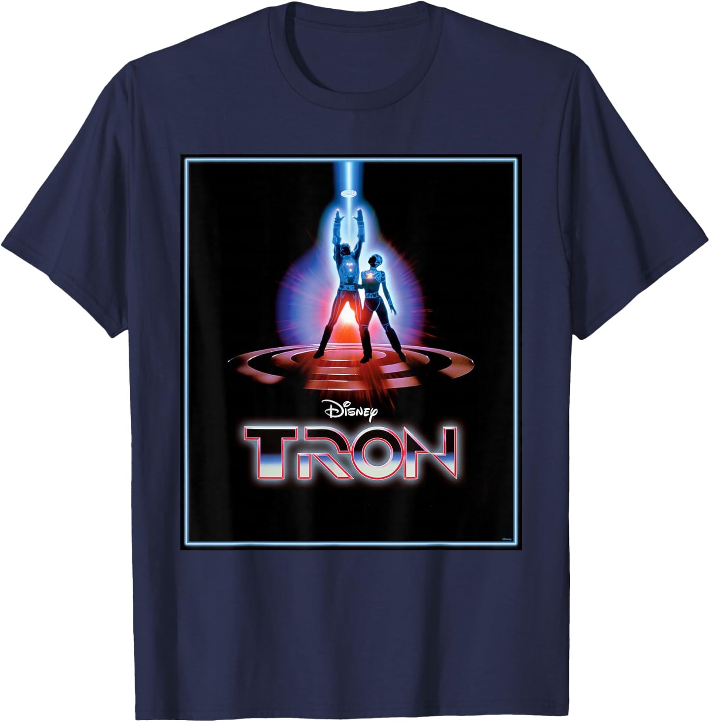 Disney TRON Official 1982 Original Movie Poster Art and Logo T-Shirt - T-Shirt | Navy