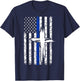 Thin Blue Line T Shirt with a Cross for Policemen & Families T-Shirt - T-Shirt | Navy