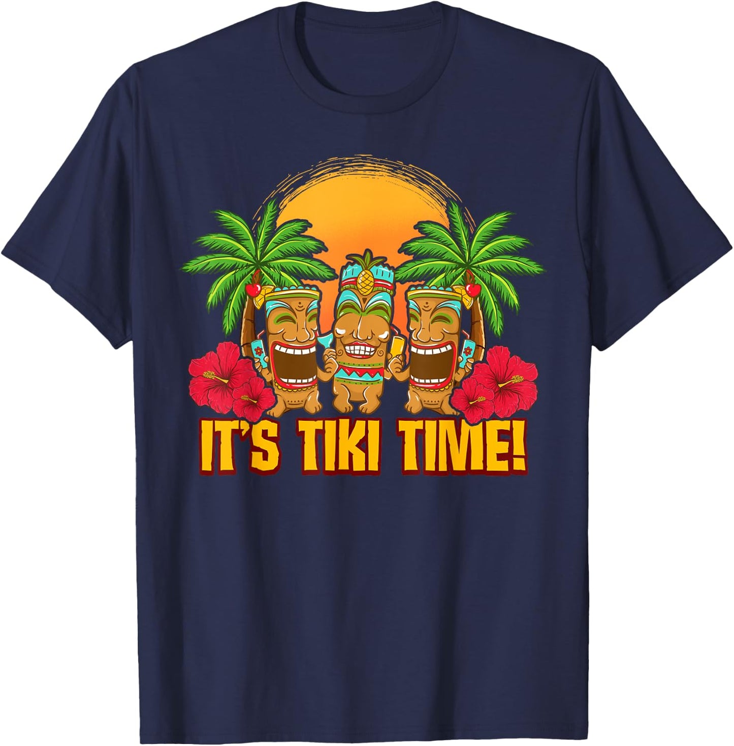 Tiki Polynesian Hawaiian Beach Vacation Funny Women T-Shirt - T-Shirt | Navy