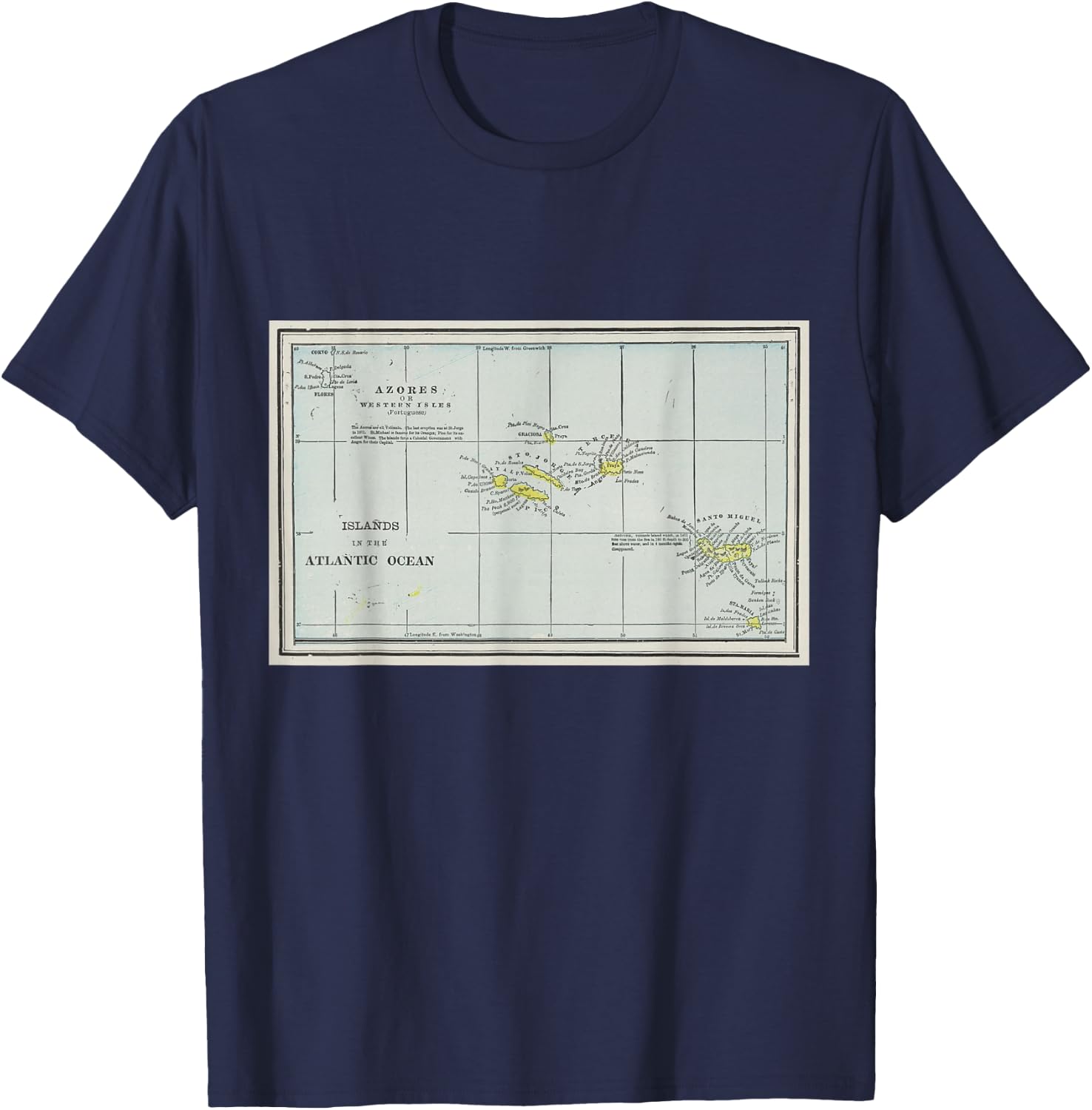 Azores Islands Map T Shirt T-Shirt - T-Shirt | Navy