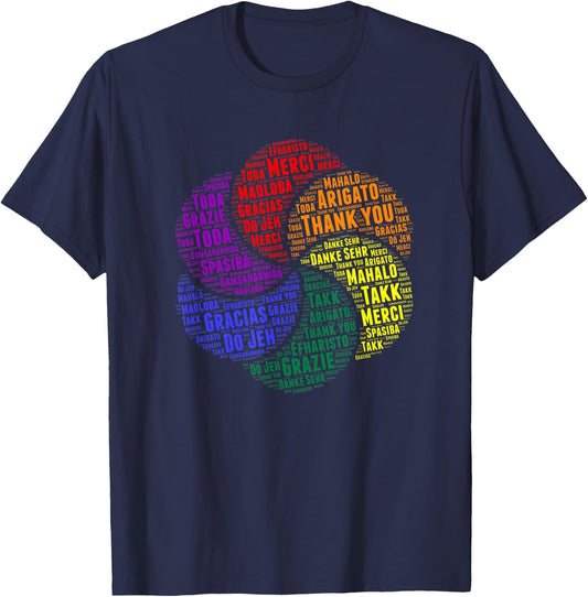 Thank You In 14 Different Languages, Cool Thanksgiving T-Shirt - T-Shirt | Navy
