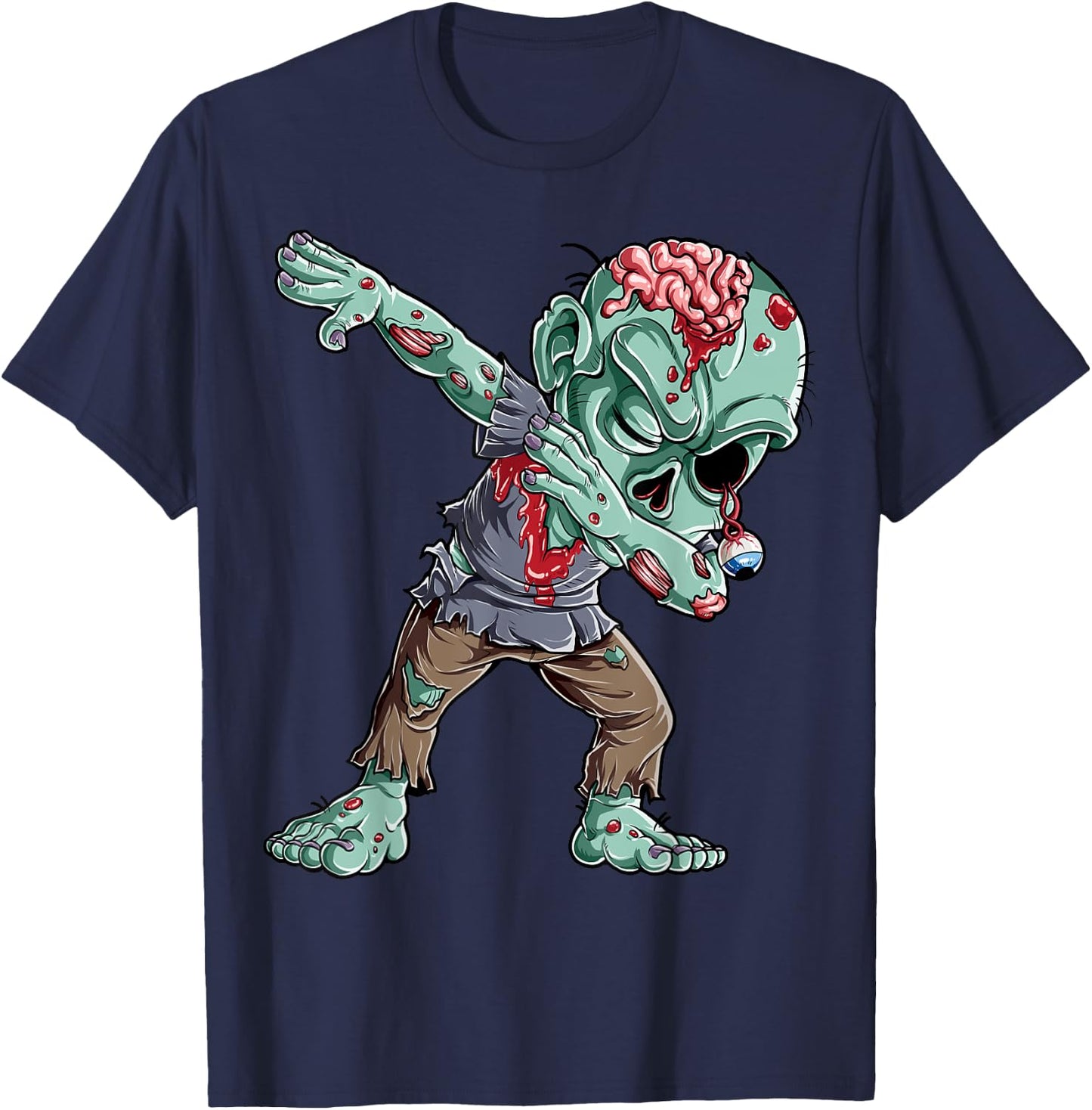 Halloween Dabbing Zombie Brain Funny Boys Men Dab Dance T-Shirt - T-Shirt | Navy