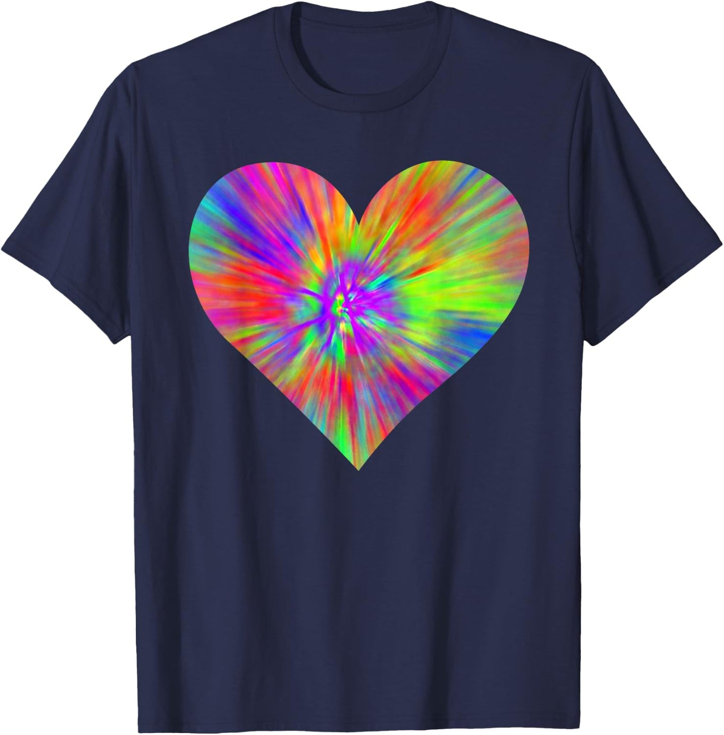Tie Dye Peace Heart | Cute Colorful Rainbow Sign Gift T-Shirt - T-Shirt | Navy