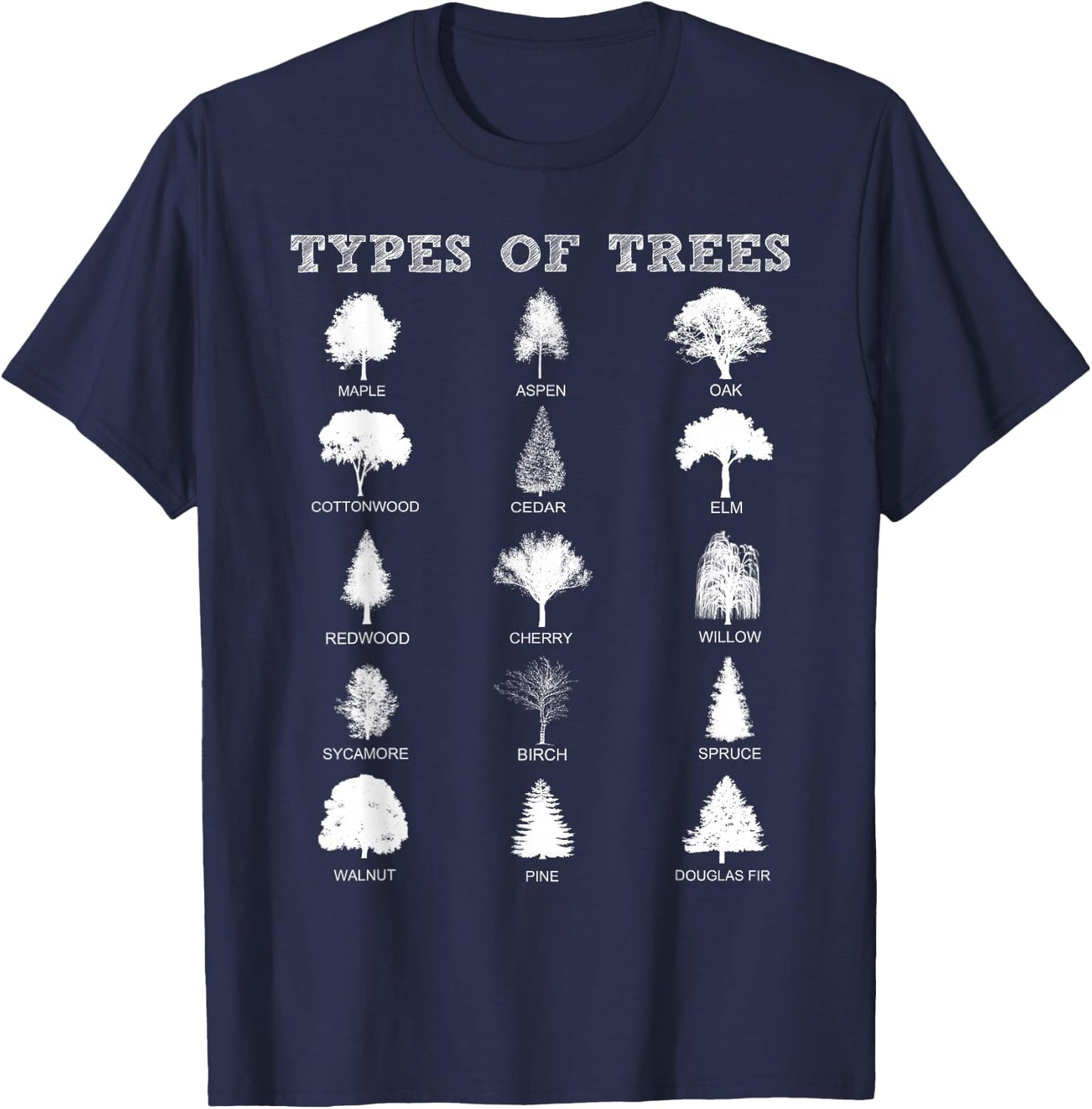 Environment Types of Trees Earth Day Nature Outdoor Lover T-Shirt - T-Shirt | Navy
