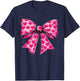 Pink Boquette Bow Valentine Kid Girl Women T-Shirt - T-Shirt | Navy