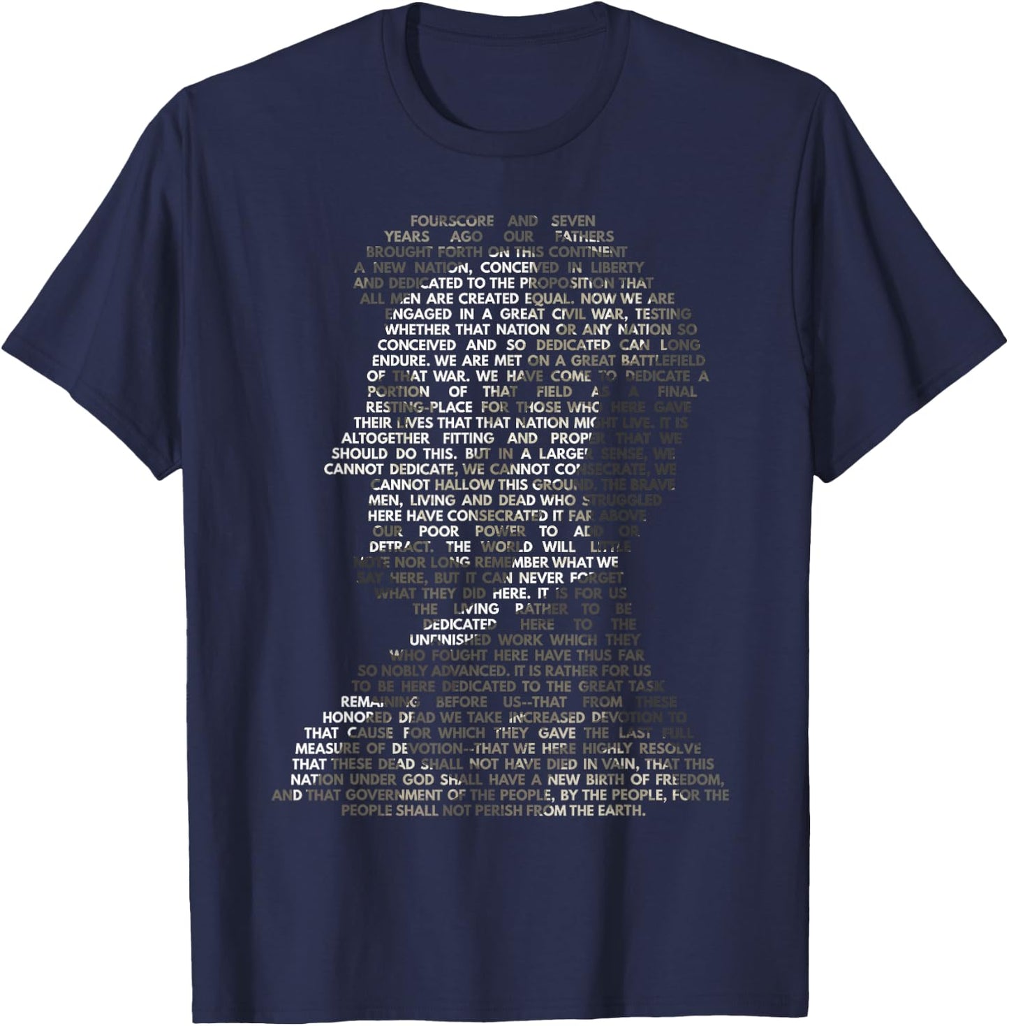 Abraham Lincoln Portrait Gettysburg Address T-Shirt - T-Shirt | Navy