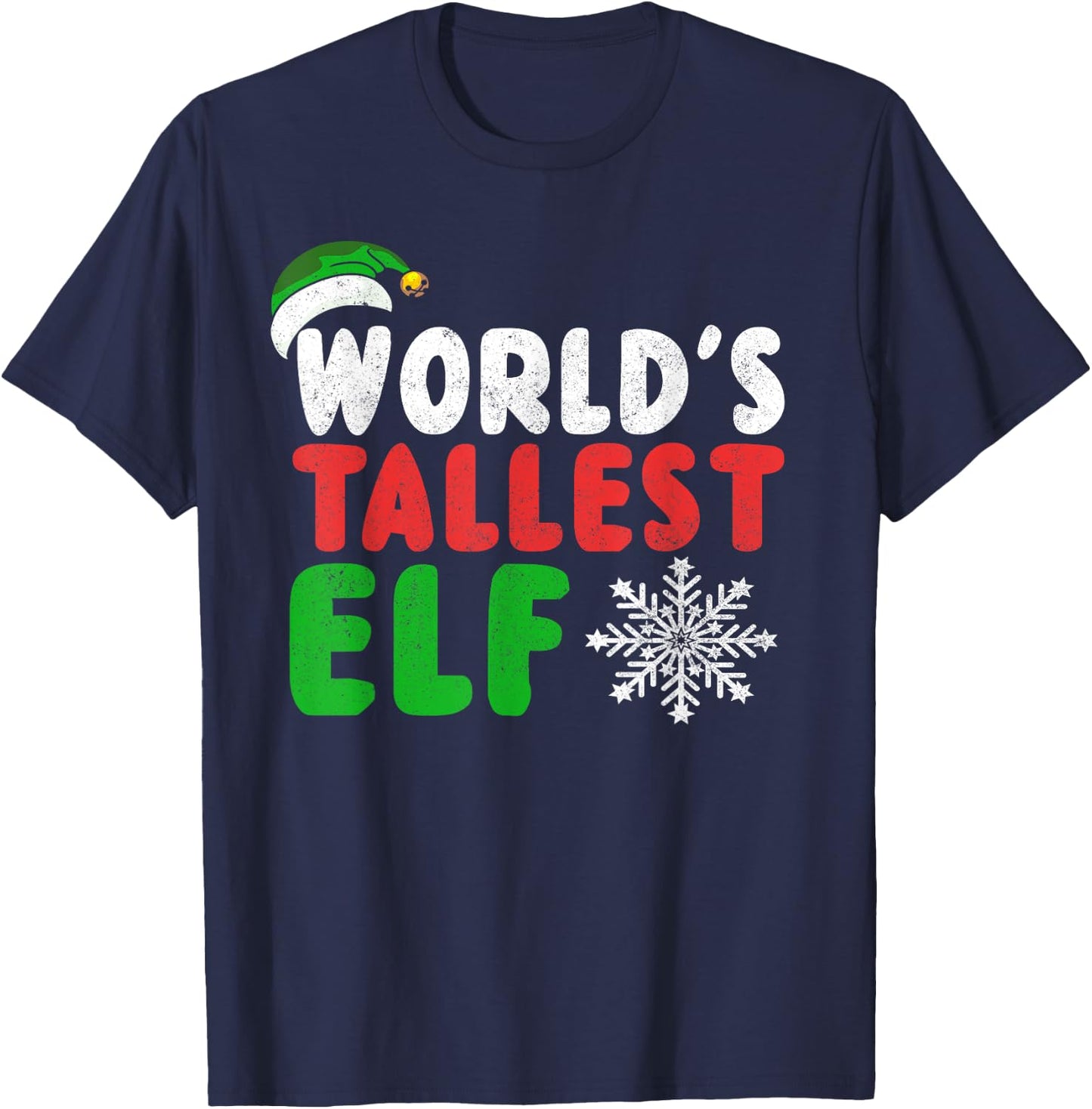 Christmas Funny - World's Tallest Elf T-Shirt - T-Shirt | Navy