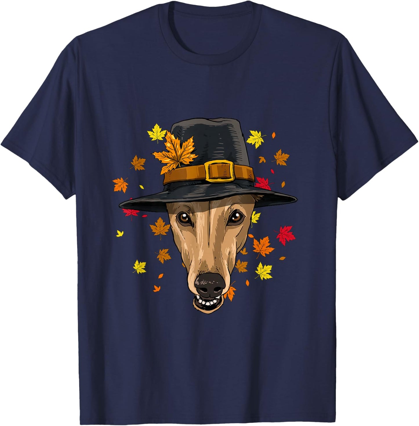 Thanksgiving Greyhound Pilgrim Costume Men Women T-Shirt - T-Shirt | Navy