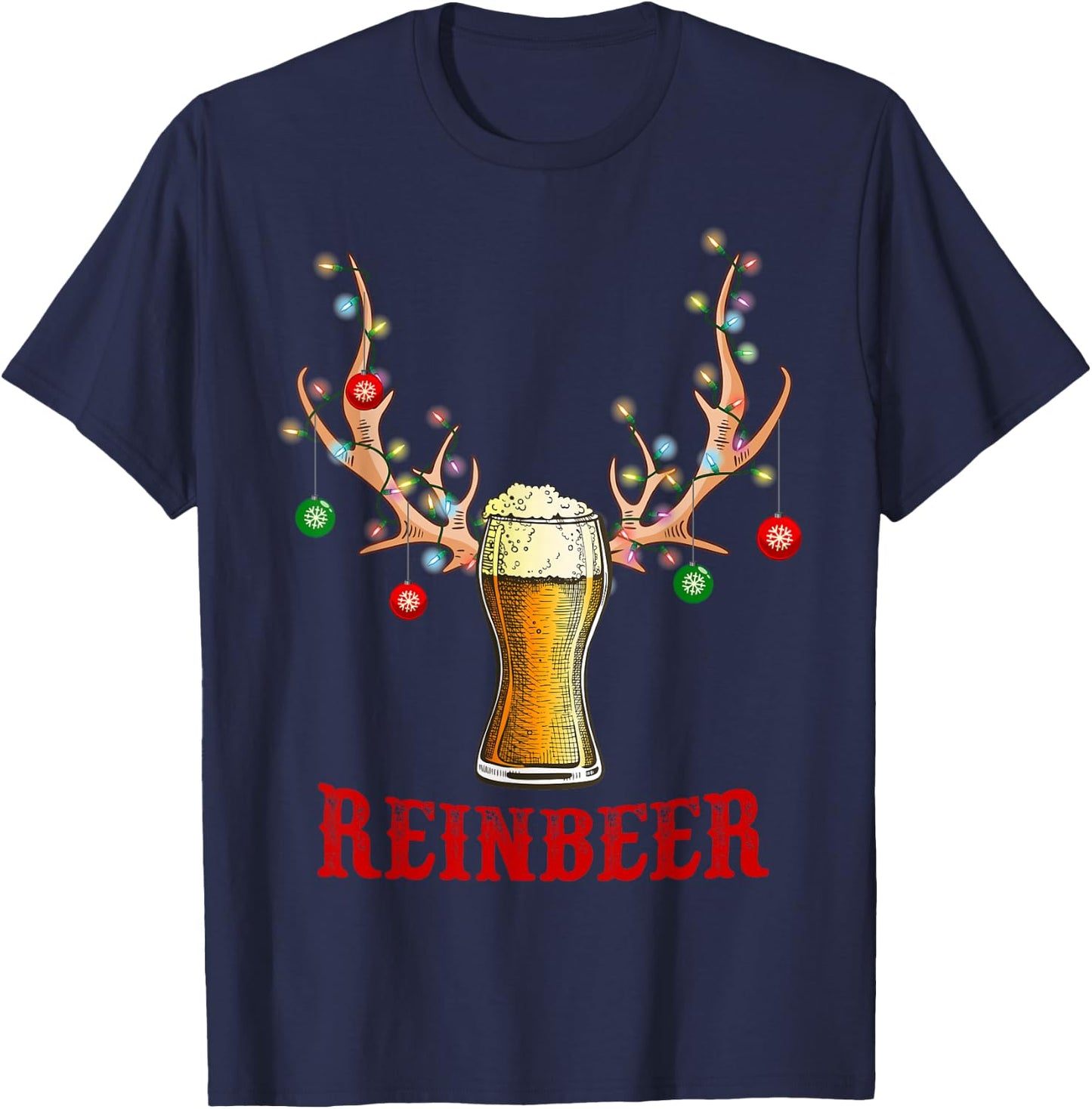 Man Cave Reinbeer Christmas Gift Beer Lovers Costume Men T-Shirt - T-Shirt | Navy