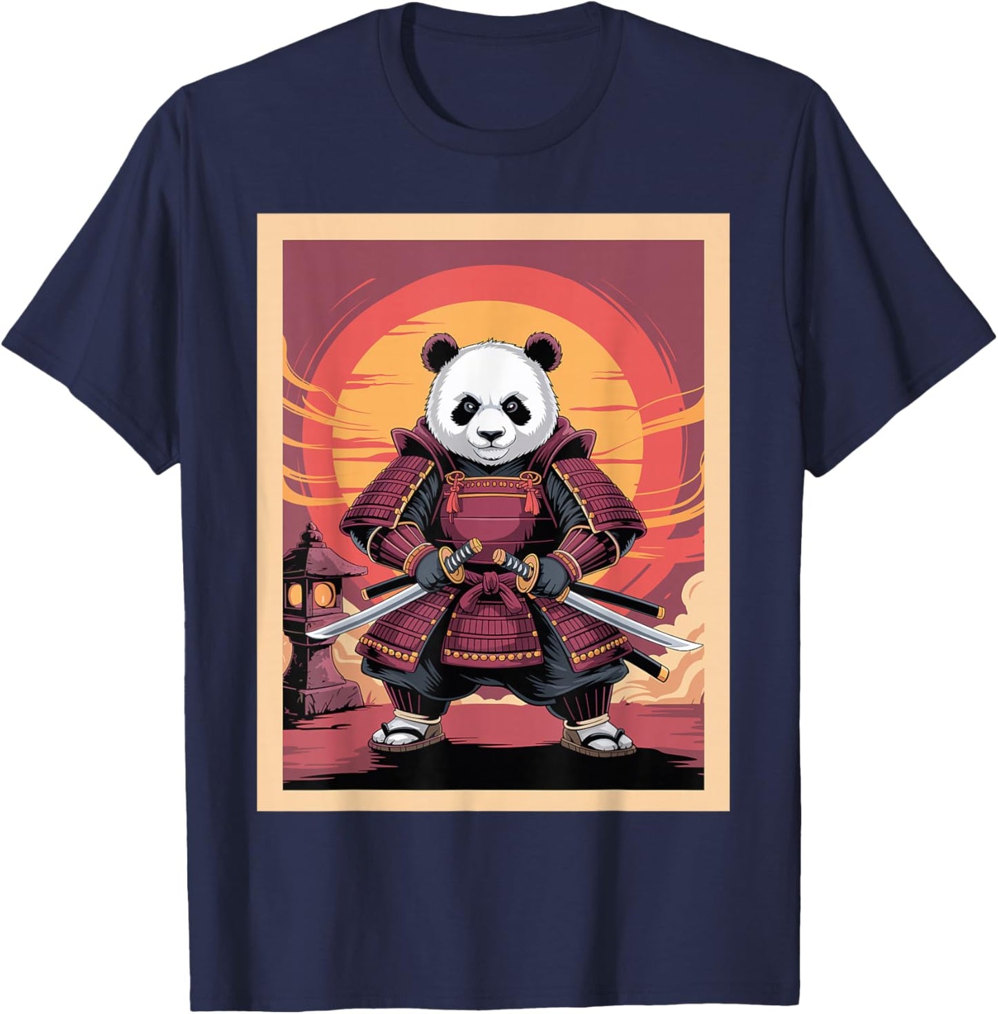 Samurai Panda Graphic Japanese Art Panda Ninja Anime T-Shirt - T-Shirt | Navy