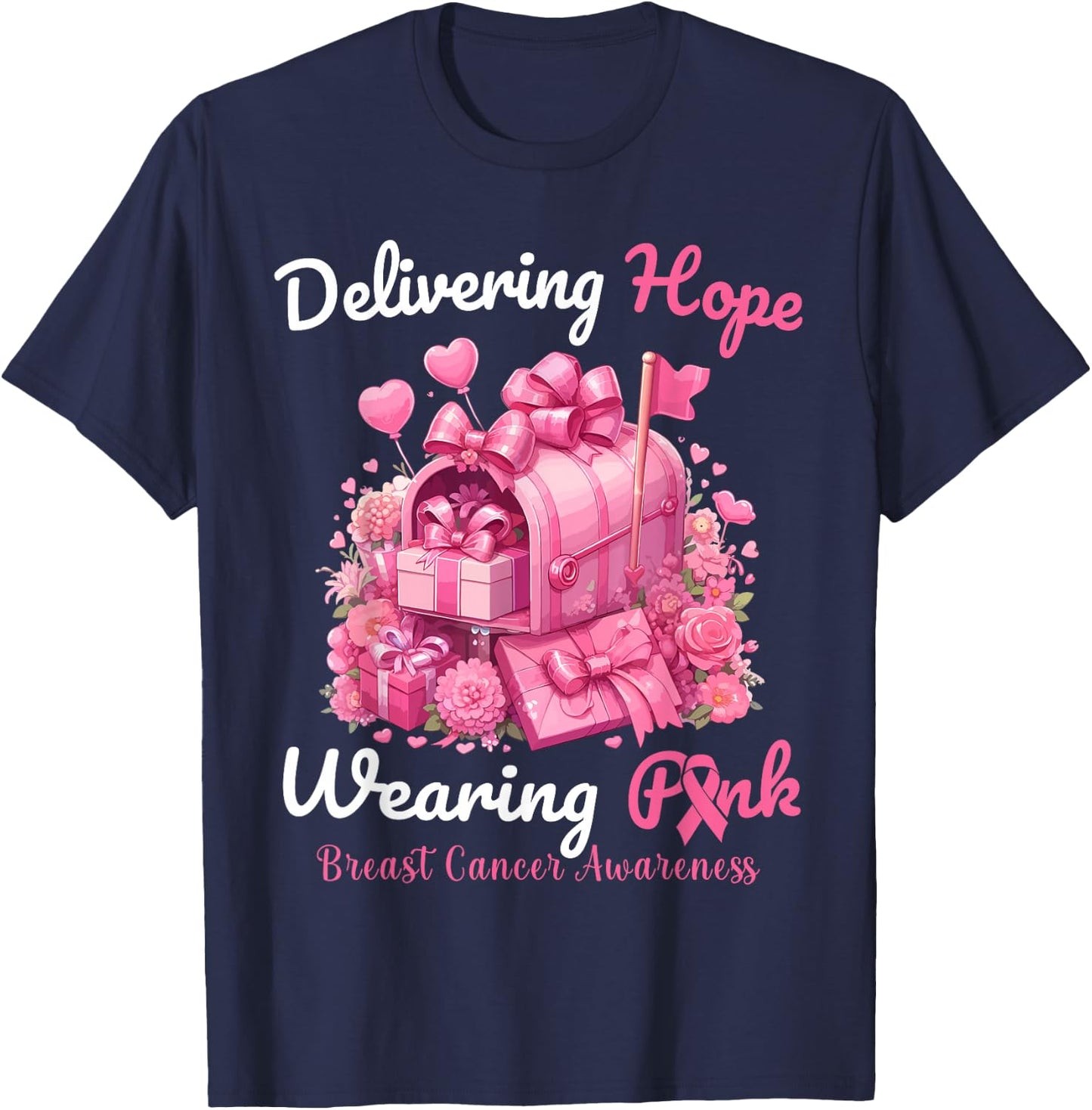 Postal Worker Breast Cancer Awareness October We Wear Pink T-Shirt - T-Shirt | Navy