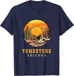 Tombstone Arizona Retro Cactus and Sun T-Shirt - T-Shirt | Navy